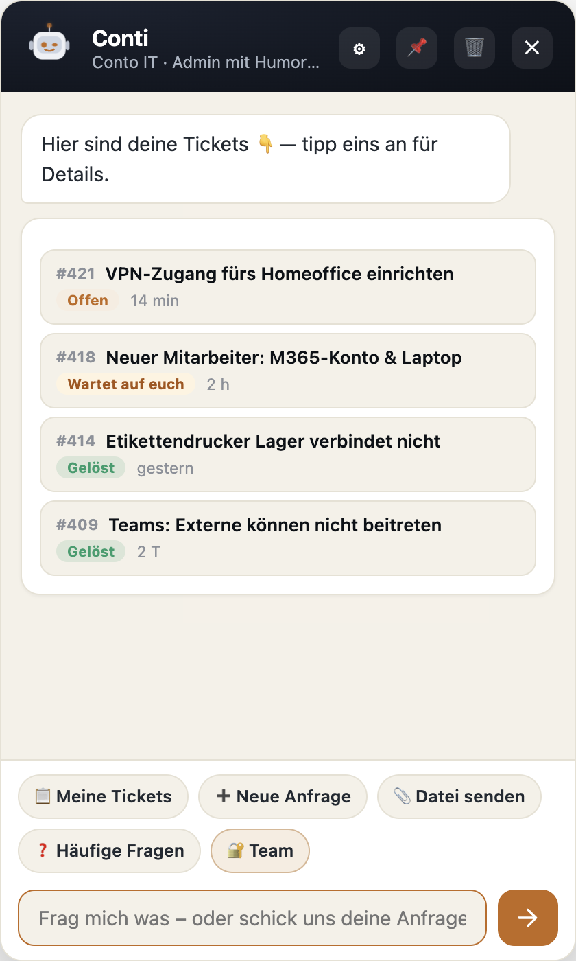 Conti-App: eigene Tickets mit Status im Blick