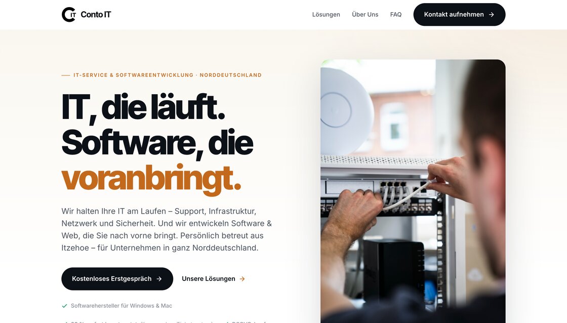 Homepage of the new Conto IT website