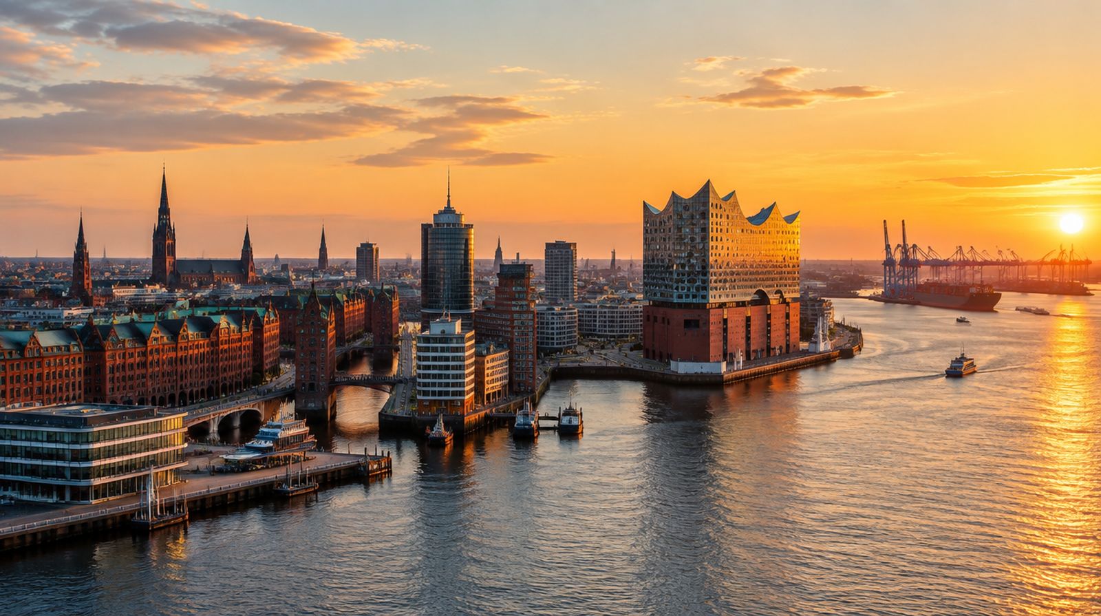 Hamburger Hafen mit Elbphilharmonie